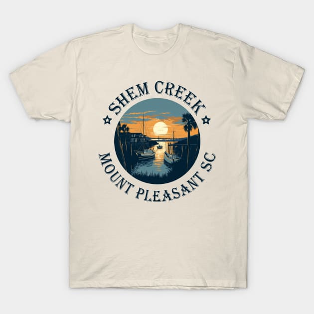 Shem Creek Sunset Mount Pleasant SC T-Shirt by SubtleSplit